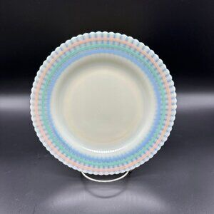 Vintage Plate Macbeth Evans Petalware Pastel Rings Opalescent Cremax Glass 9 In